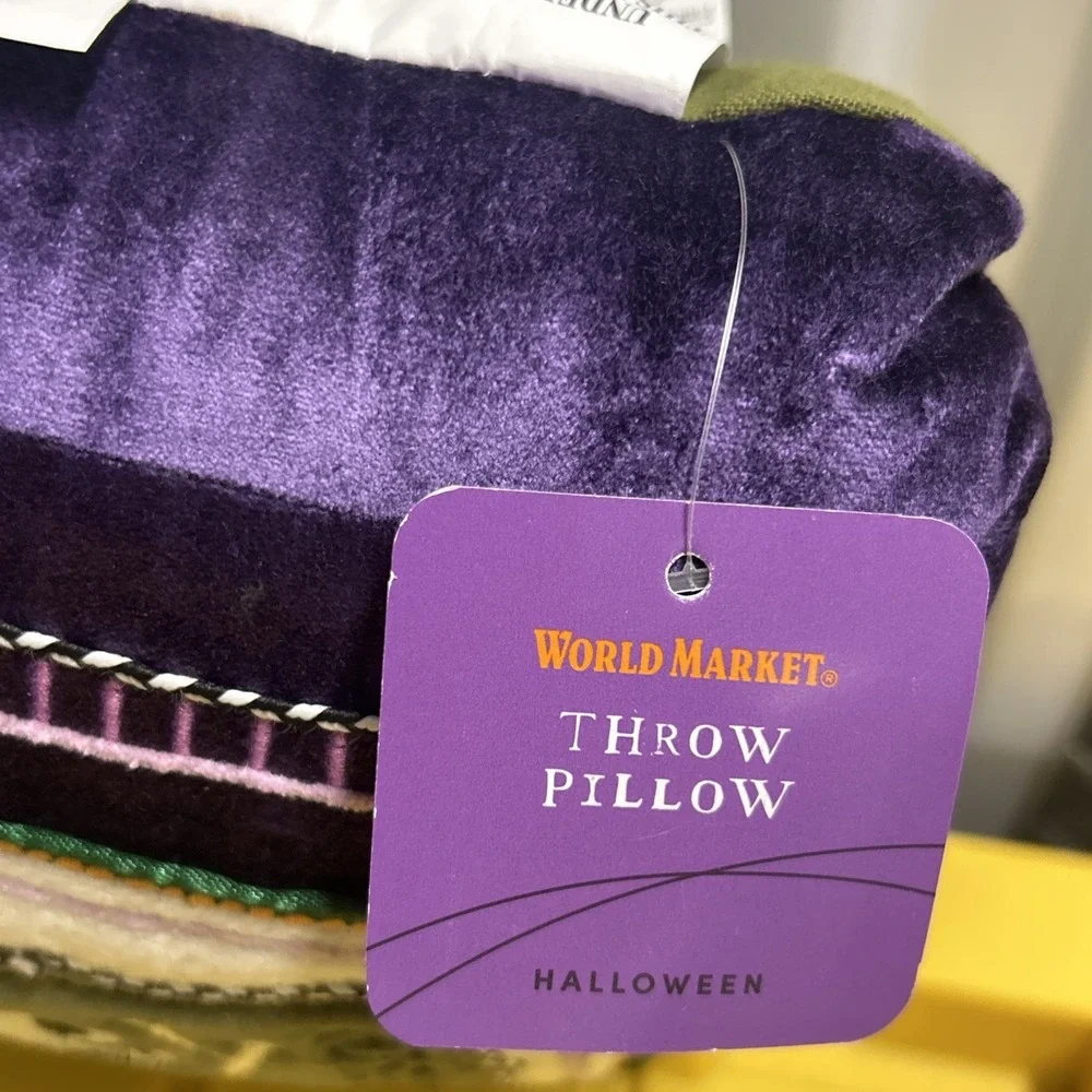 Witch's Brew Decorative Pillow-Purple Bottle Caution Skull!